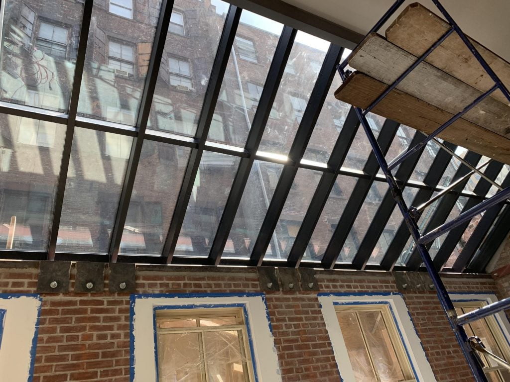 Image of a large skylight in a roof