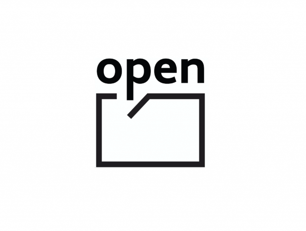 Image of white background with black Open Logo